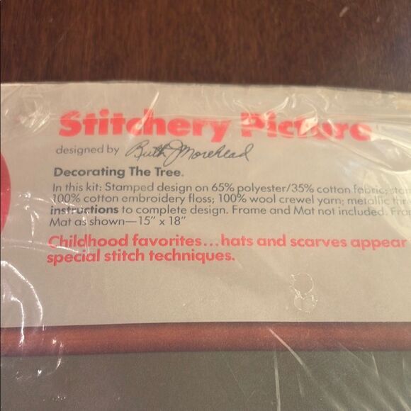 Vintage Columbia Minerva Crewl Kit "Decorating the Tree" Christmas Picture - Picture 3 of 5